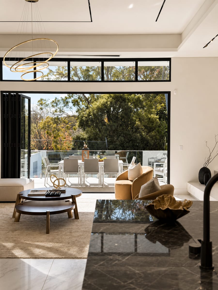 Open-plan living area overlooking the garden